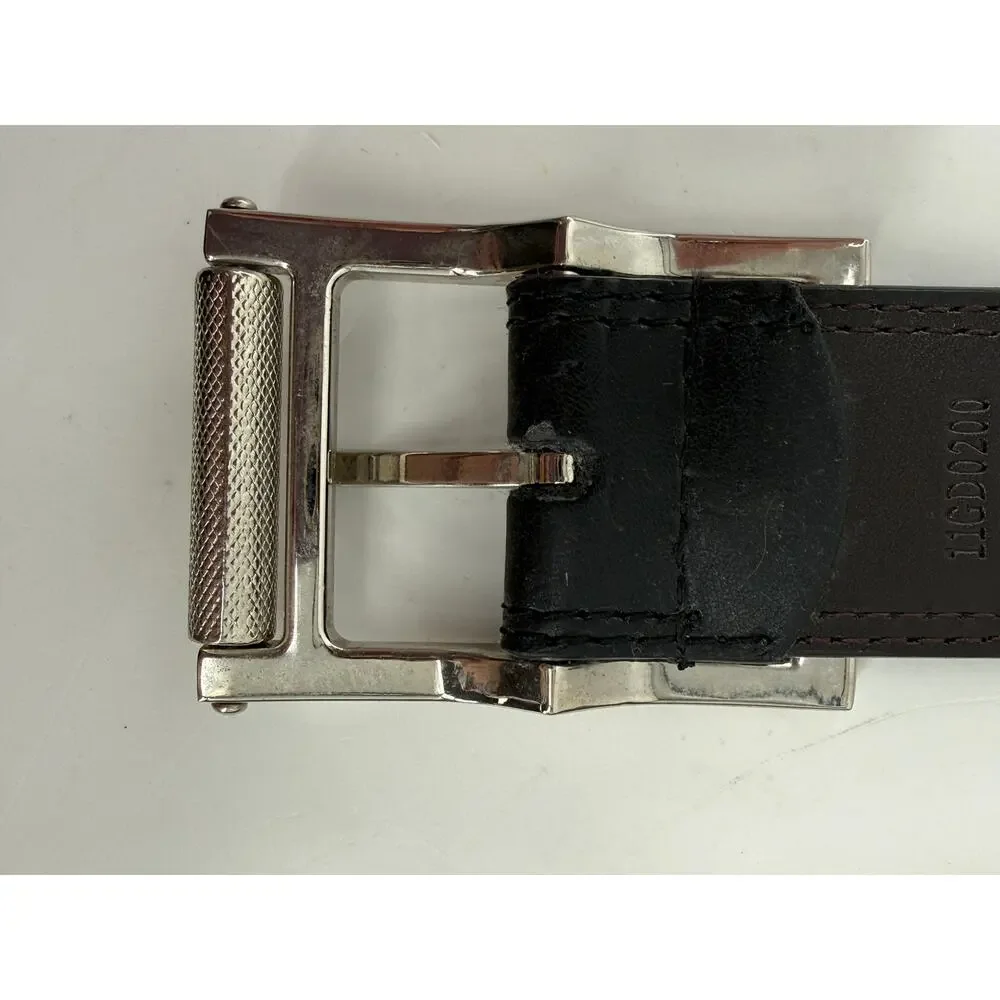 Genuine Leather Roller Buckle Black Dress Belt Silver Mens Size 40